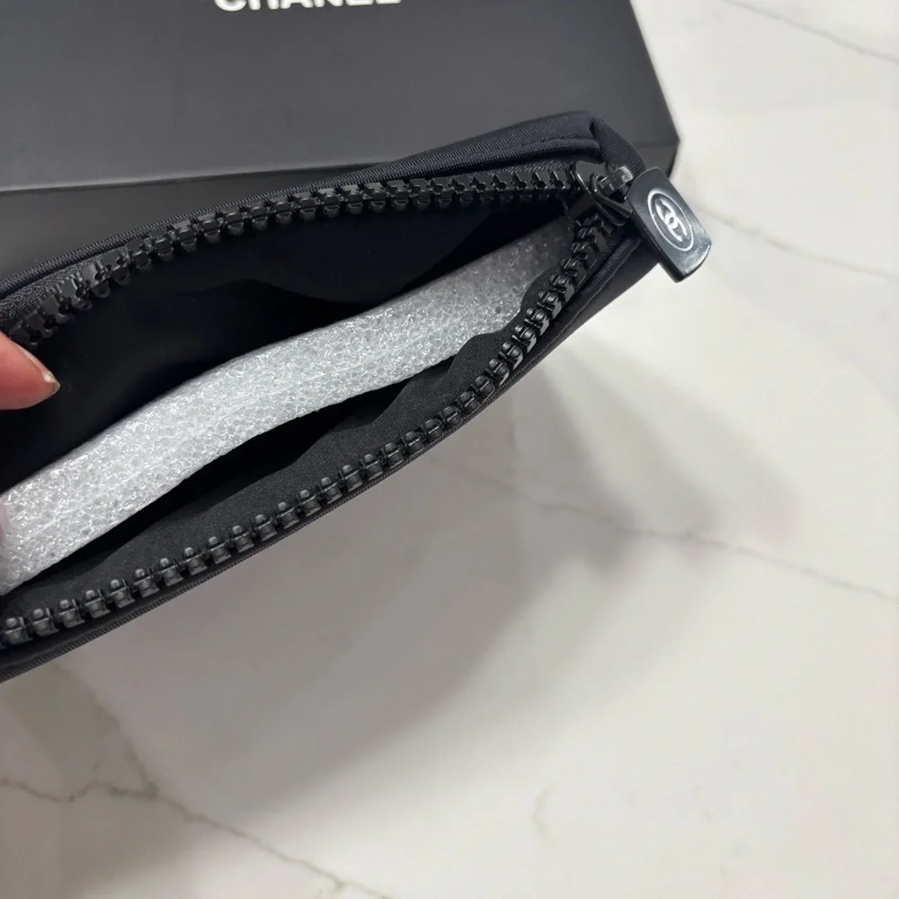 Designer Inspired Black Zipper Pouch - Accessory Case